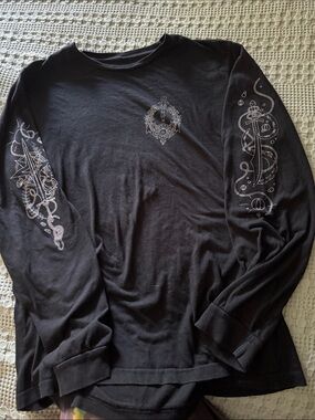 Black Long Sleeve Graphic Tee with White Sleeve Art Fjord Critical Role